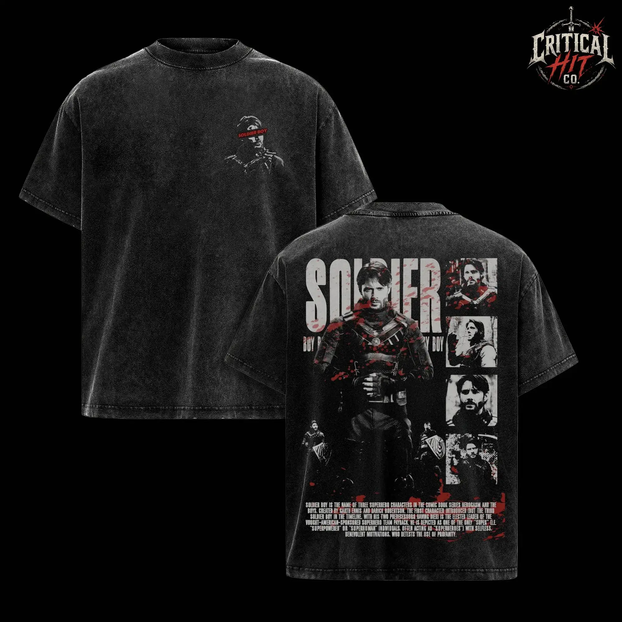 The Boys Retro Soldier Boy Limited Edition Vintage Washed T-Shirt, Comic Bad Boy Graphic Tee, The Boys Oversized Streetwear Shirt, Heavyweight Cotton Retro TV Series Tee, Y2K Dark Aesthetic Unisex Fashion Top, TikTok Viral Fan Gift