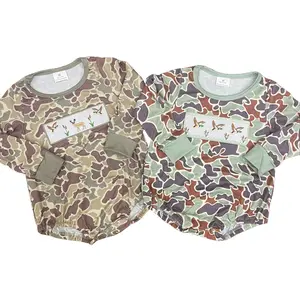 C baby boy clothes mallard duck deer hunting camo embroidery applique newborn winter bubble romper long sleeve