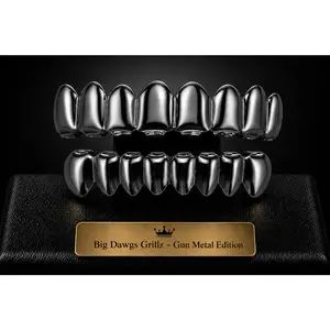 Black Gun Metal Upper 8 & Lower 8 Grillz Set Black