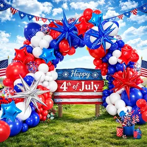166 Piece Independence Day Blue Balloon Arch Set, Patriotic Party Decor, Outdoor Events, Graduation, Sports Viewing