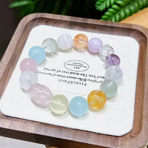 Natural Multi BMW Caron 12mm Round Bead Single Circle Bracelet Summer DIY Small Design Woven Handstring Wholesale