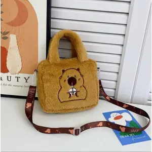 Capybara Plush Backpack Cute Crossbody Tote Bag for Women Cartoon Mini Backpack