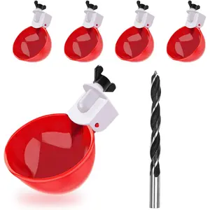 Professional Chicken Drinking Water Cups Set of 4, Large Capacity Poultry Water Dispenser with T-Type Connector, Ideal for Ducks Chicks Geese Turkeys and Rabbits Feeder