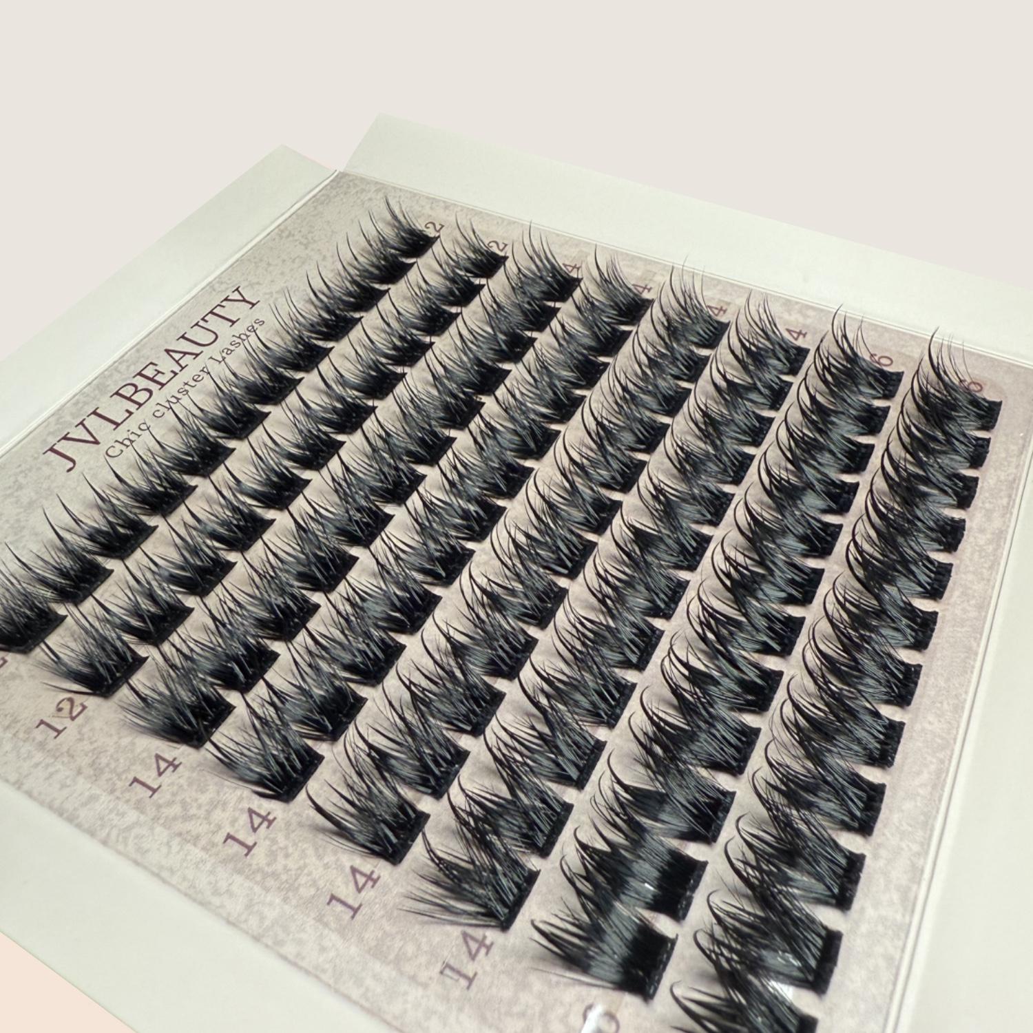 JVLBEAUTY 【Midnight Queen】 Thai-Style Segment False Eyelashes, Soft, 3D Voluminous, Individual Clusters, European & American Style