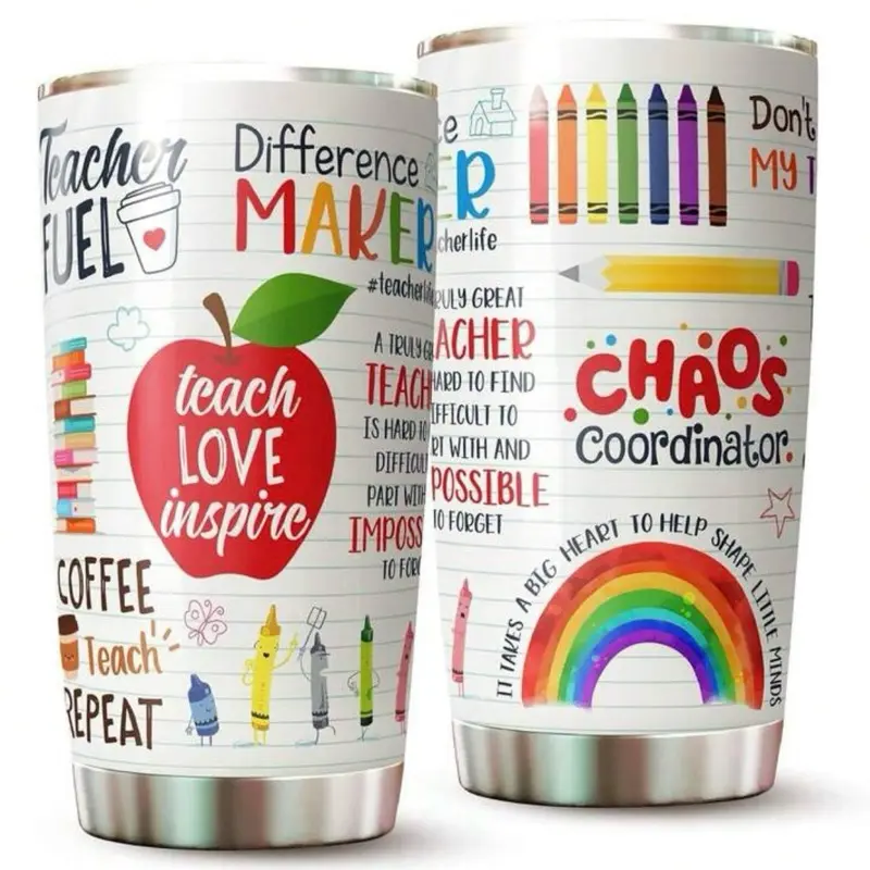 Teacher Tumbler 20 Oz - Stainless Steel Insulated Coffee Travel Mug Cup for Teacher Appreciation Day Gifts on Christmas Drinkware Water Bottles