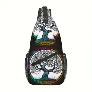 A Versatile Crossbody Chest  Designed for Hiking, Featuring a Viking Symbol of Tree And Life. This Durable Shoulder  Has a Large Capacity, Making It Suitable for Shopping, Leisure Travel, Beach Outings bag