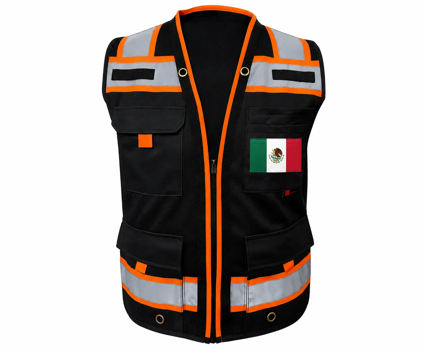 Superintendent Vest with custom USA Flag or other flags, High Visibility Reflective Safety, Mesh Safety Vest with Zipper and Multi pockets AMERICAN SIZE Superintendent Vest with custom USA Flag or other flags, High Visibility Reflective Safety, Mesh Safety Vest with Zipper and Multi pockets AMERICAN SIZE