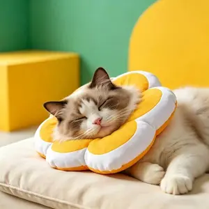 Anti-Licking Collar for Cats and Dogs, Soft Cute Calming Elizabethan Collar, Anti-Chewing and Detachable Pet Head Harness, Post-Op Surgery Collar