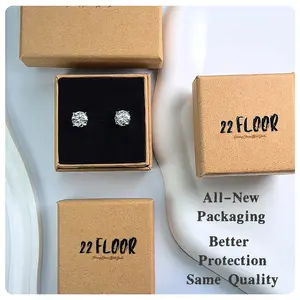 1 Pair Moissanite Stud Earrings 1CT, 2CT, 4CT, 6CT D Color VVS1 Clarity Brilliant Round Cut Lab Created Diamond 18K White Gold Plated 925 Sterling Silvery Earring Jewelry Gifts For Women Men Girls With Jewelry Box