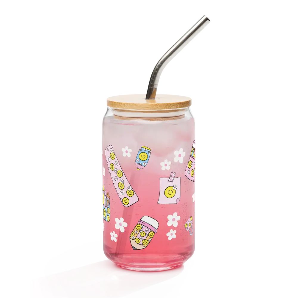 The "Happy Classroom" Era 16oz Glass Can