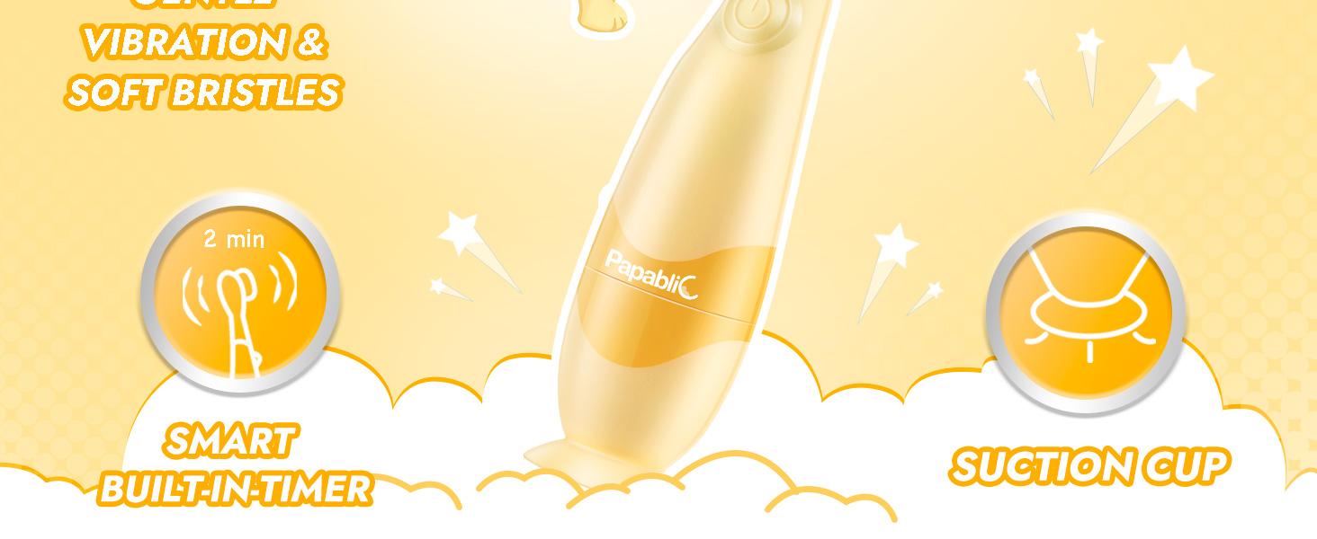 Papablic Bunny Toddler Sonic Toothbrush 1-3Y, Smart LED Timer, 2 Brush Heads, Cute Rabbit Design, Ergonomic, Lightweight, Daily Oral Hydiene, Last Stock!