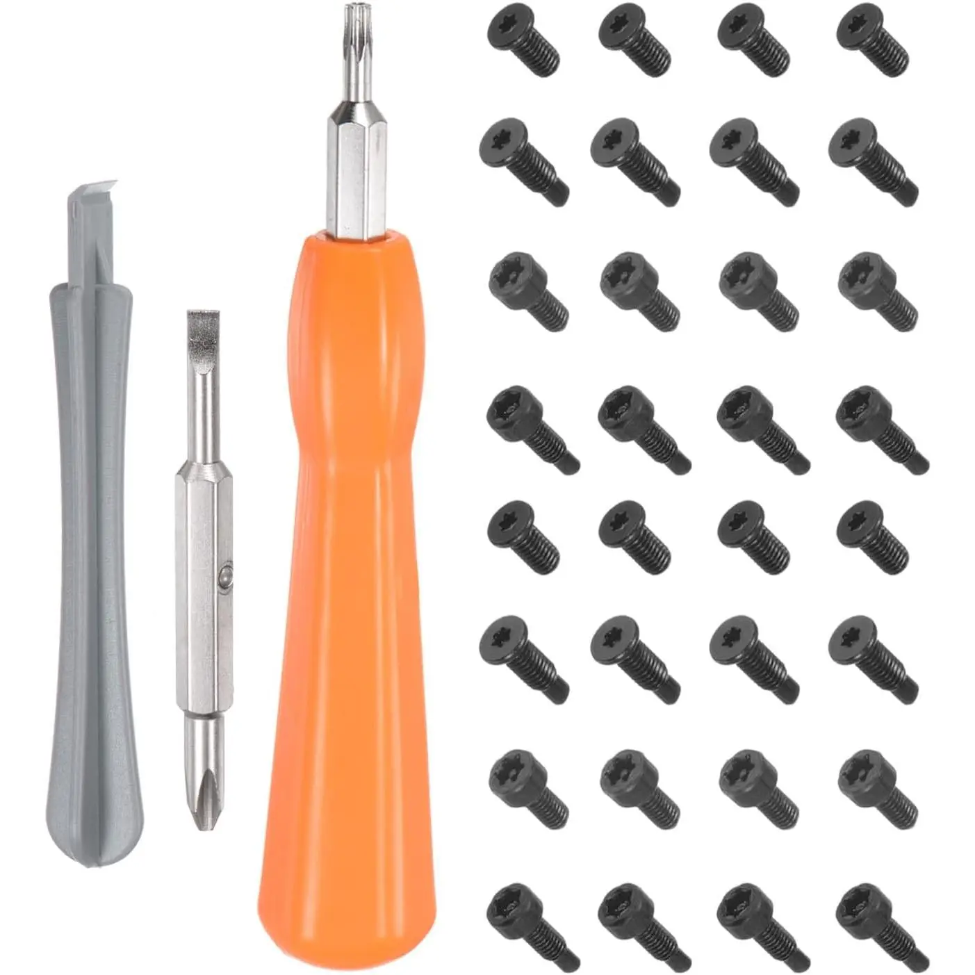 44pcs Ring Doorbell Replacement Screwdriver Kit - T6/T15 Bits, Double-Ended Magnetic Tip Tools with 2mm Cross Component for Ring Video Doorbell Password Reset, Controller (Orange, Bit Sizes Vary)