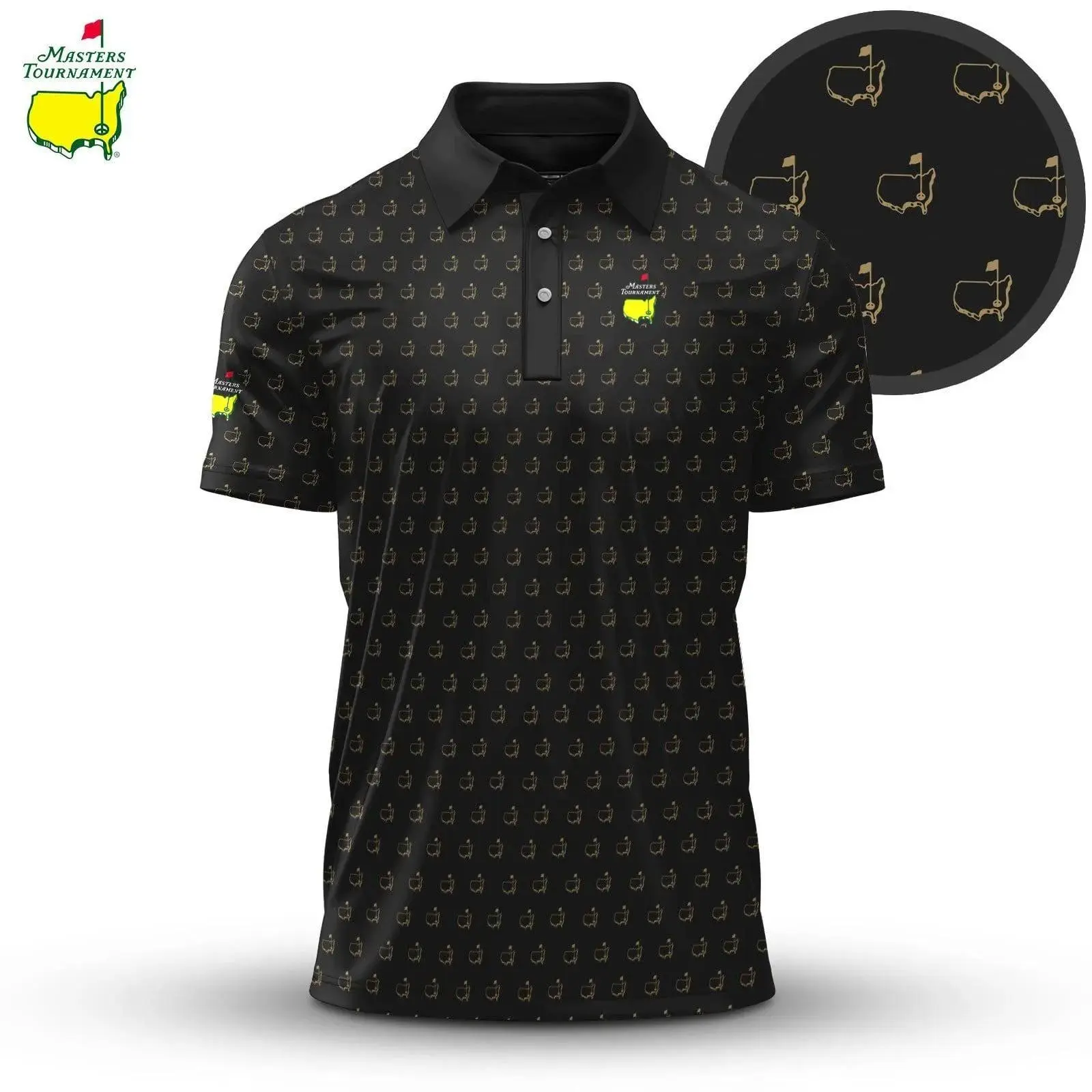 Black Masters Golf Polo for Men, 2026 Performance Golf Shirt