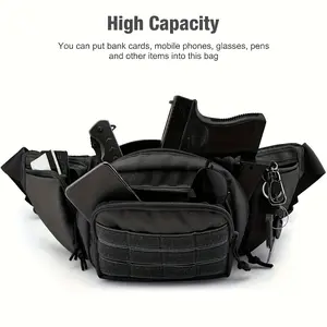 Tactical Fanny Pack for Men & Women - 800D Waterproof Waist Bag, Adjustable Belt for Hiking, Cycling, Running, Travel - Concealed Carry, Multi-Pocket EDC Pack (Black)