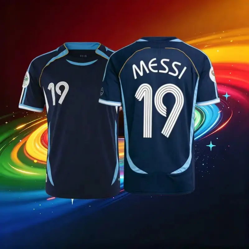 No.19# Messi Retro Soccer Jersey 2006 Away Short Sleeve