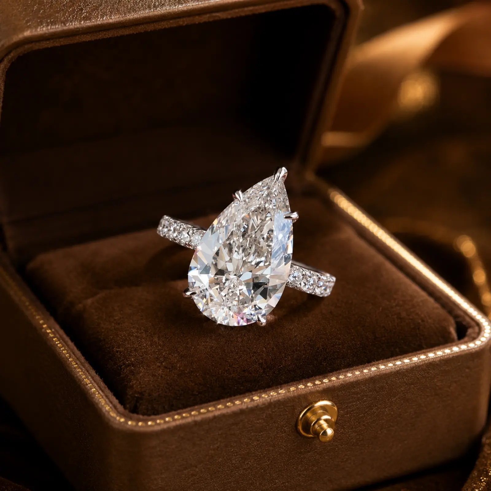 Elegant teardrop-shaped engagement ring with Zirconia stones for women – A teardrop-shaped promise ring, wedding anniversary jewelry gift, wedding accessory. Gift box not included.