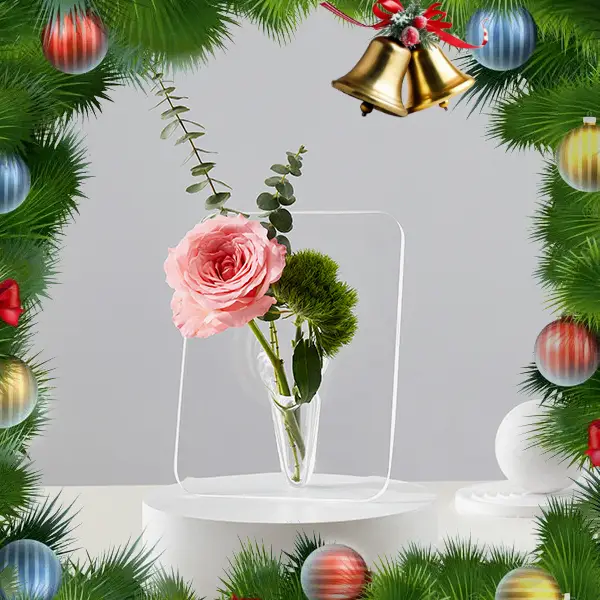 Christmas Frame Flower Vase - Clear Acrylic Vases for Flowers, mother daughter ornate vase Modern Art Vases for Home Decor, Vases for Desktops Books