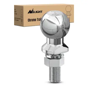 Nilight 2-Inch Diameter Chrome Trailer Hitch Ball, 3,500 lbs, 3/4 x 1-3/4-Inch Shank Universal Fit Gray Truck Parts