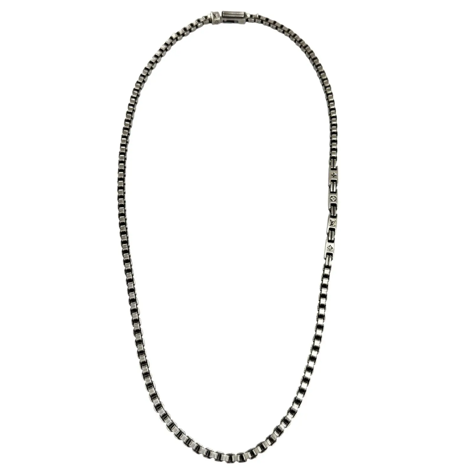 Pre-owned Louis Vuitton Sterling Silver 925 (Ag925) Small Leather Goods LV Tailor AG925 Necklace
