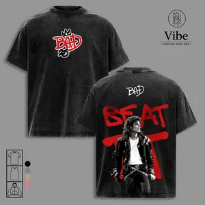Michael Jackson Bad Album Tee, Oversized Heavyweight Cotton Tee, King Of Pop Performance Back Print Graphic Shirt, Retro Music Streetwear Unisex