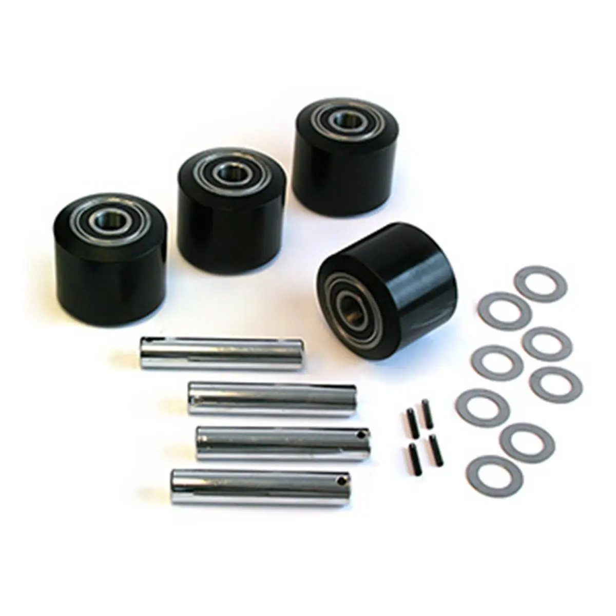 Little Mule Pre-Assembled Cost-Effective Load Wheel Kit for Manual Pallet Jack - Black, 4 Polyurethane Load Wheel Assemblies with Bearings, Wheels+Axles, 8.7 lbs