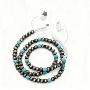 Beaded 4-in-1 Charging Cords - 3.3ft charger for all device USBC & Lightening Compatible with iPhone 16/15, iPad, Samsung, Laptops