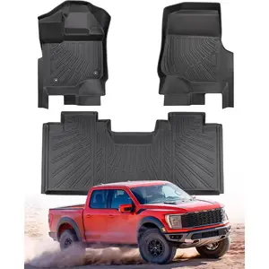 (R)  Weather Floor Mats for  F150 2015-2025 2026 SuperCab/Extended Cab, Custom Fit Rubber 1st & 2nd Row Floor Mats for  F 150 XL, XLT, Heavy Duty    Mats Accessories