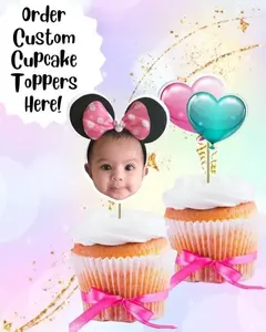 Custom Cupcake Toppers 12pcs Single Layer Glossy Cardstock 2 Tall Personalized for Any Theme or Photo Perfect for Events and Celebrations