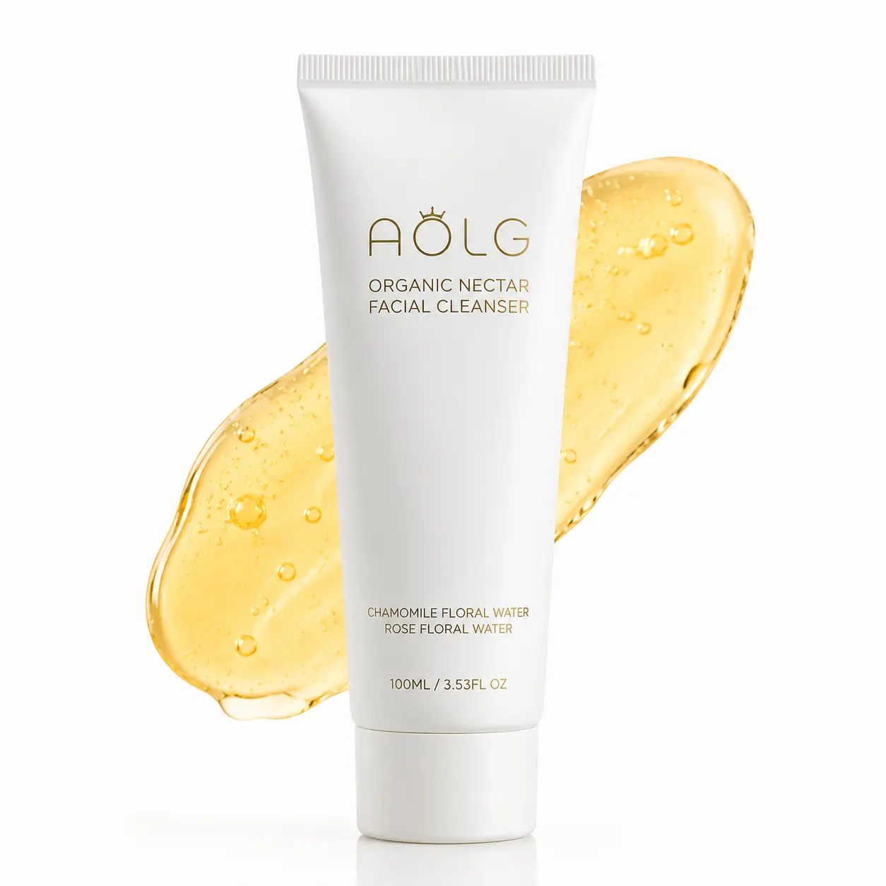 AOLG Organic Nectar Facial Cleanser - Ultra Gentle Foaming, Honey-Infused Moisturizer with Green Tea & Glycerin, Daily Non-Over-Drying Makeup Remover, Fragrance/Soap/Dye-Free, Non-Comedogenic, Restore for Sensitive Skin, 100ml (3.38 fl oz) Mild Exfoliator