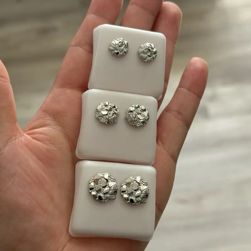 Silver Plated Round Nugget Earrings Silver Plated Round Nugget Earrings