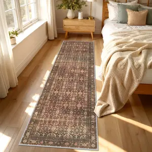 1PC Faux Cashmere Jelly Base Boho Runner Rug,1000gsm, Non-Slip Backing, Area Rug, Mat for living room, Carpet for Bedroom, Machine Washable Low-Pile, Kitchen Hallway Dining Office, All-Season, Decorative Area Rug