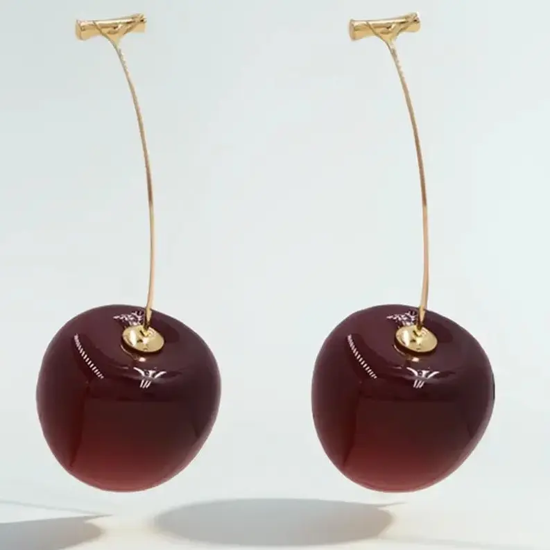 Sweet Cherry Drop Dangle Earrings - Playful and Realistic Design
