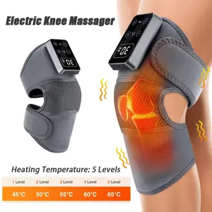 Heated Knee Brace with Adjustable Strap, Dual Head Massage, 5 Temperature Settings, Polyester Fiber, Ideal for Elderly Relief & Comfort