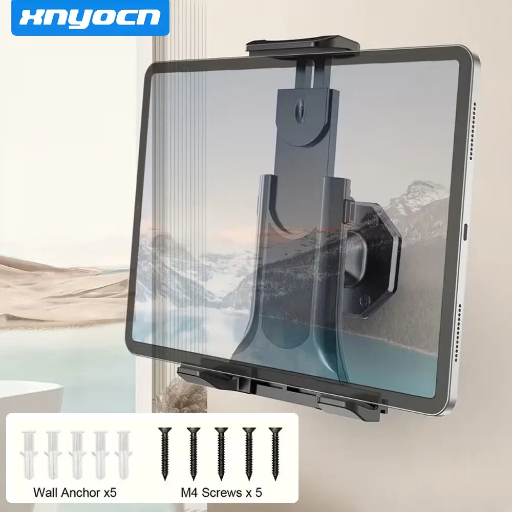 Drill Mount Wall Phone Tablet Stand, Quick Lock & 360° Rotation, Fits 4-13 Inch Tablets, Ideal for Living Room, Kitchen, Bathroom, Super Secure