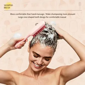 Long Handle Silicone Shower Brush, Deep Clean & Scalp Massage Comb, Practical Dandruff Remover for All Hair