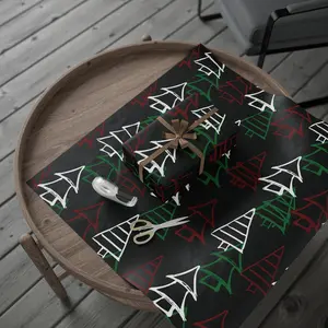 Black Christmas Modern Christmas Tree Wrapping Paper, Black Modern Mature Christmas Gift Wrap, sophisticated Xmas Present Wrap, Holiday Wrapping Sheets, Festive Paper Rolls