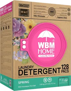 WBM Laundry Detergent Pods, Fragrance Scent, 128 Count - HE Concentrated Laundry Pods With 10x Ultrapower and 4D Laundry Stain Remover
