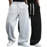 Men's Solid-Color Studded Straight Wide-Leg Sweatpants - Plus Size Menswear Joggers for Autumn/Winter, Casual Sportswear & Street Dance Loungewear, No,sohochic