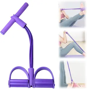 2026 New 6-Tube Pedal Resistance Band Elastic Pull Rope Sit-Up Equipment Yoga Strap Bodybuilding Expander for Full Body Stretching Slimming Fitness Traini