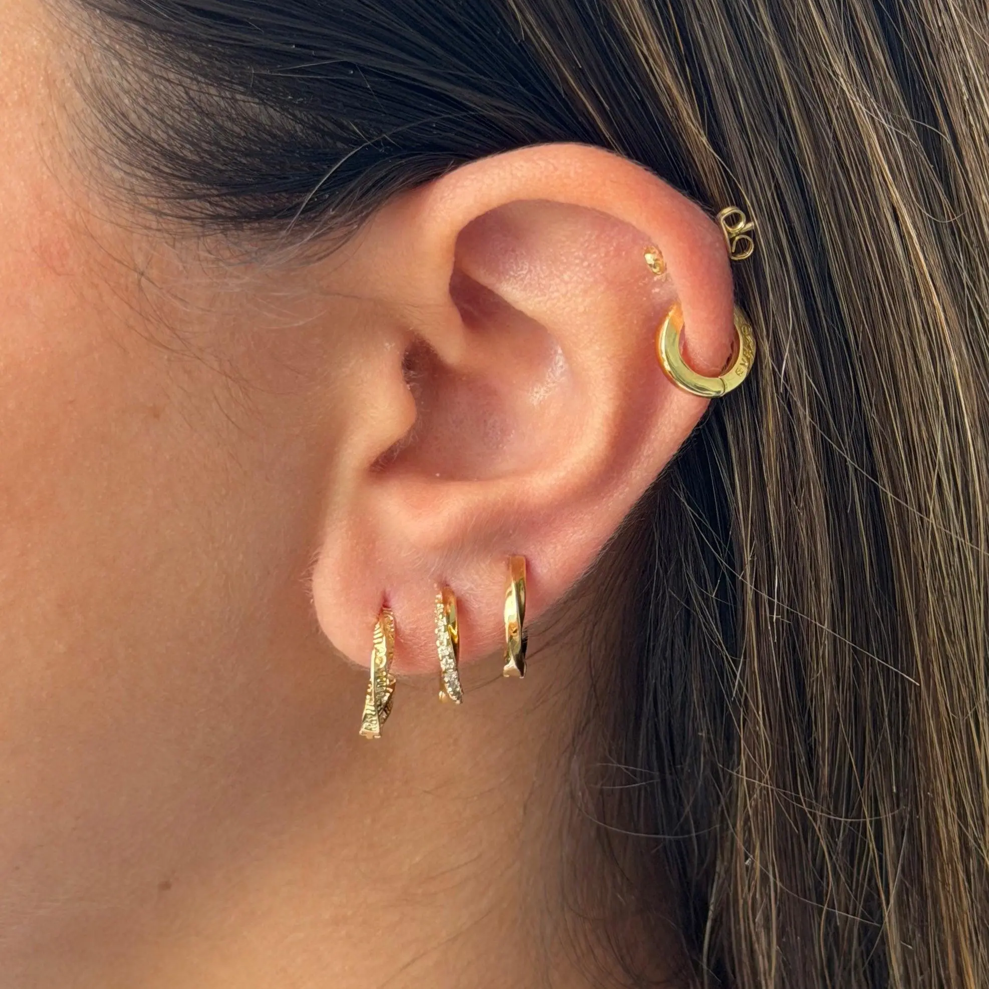 EVRY JEWELS Gold or Silver Plated Women's Vibe Check Hoop 4 Piece Earring Set