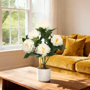 Set of 2 Fake Artificial Flowers in Pot, Faux Hydrangea Plant with Realistic Flowers & Green Leaves for Living Room Home Office Porch Decor