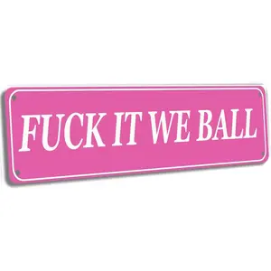 Funny Sign Pink Room Decor Tin Sign Dorm Wall Decor For College Girls Fuck It We Ball Signs Funny Posters Signs For Bedroom Man Cave Decor Athlete Funny Tapestry For Bedroom College Dorm 4x16 In