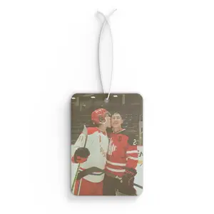 Hockey Players Heated Rivalry Photo Car Air Freshener — Vintage Scented Ornament