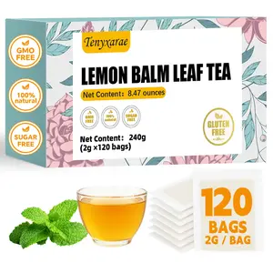 120-Count Organic Lemon Balm Leaf Tea Bags (2g Each) | 100% Natural Leaves | Caffeine/Sugar/Gluten-Free Vegan Tea | Supports Digestion & Antioxidation | Individually Wrapped Eco-Friendly Bags