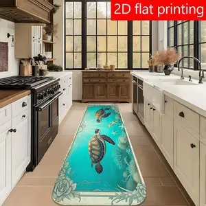 1pc 2D Flat Printing Blue Green Turtles and Starfish This design is suitable for bathrooms, next to bathtubs, hallways, balconies, bedrooms, entryways, outdoor spaces, Home Decor, Decoration