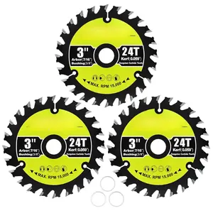 3Pack 3 Inch 24T   Circular   for Woods, Plastic, PVC, , ,7/16" Arbor TCT   Compatible with All Dremel -MAX, Ultra-Saws, RotoZip Saws, Saws