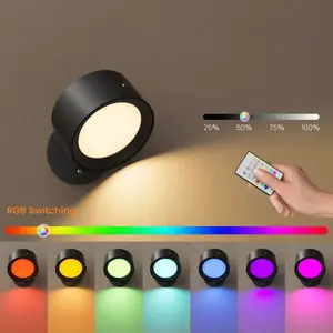 2Pack Magnetic RGB Wall Lights, LED Wall Lamp with USB Port,2000mAh Rechargeable Battery Magnetic Poster Lights with 3 Color Temps & 12 RGB, Remote Dimmable Timer Painting Light, Wall Decor Light ,Home Decor LightingFixture and Modern Mood Lighting,drop