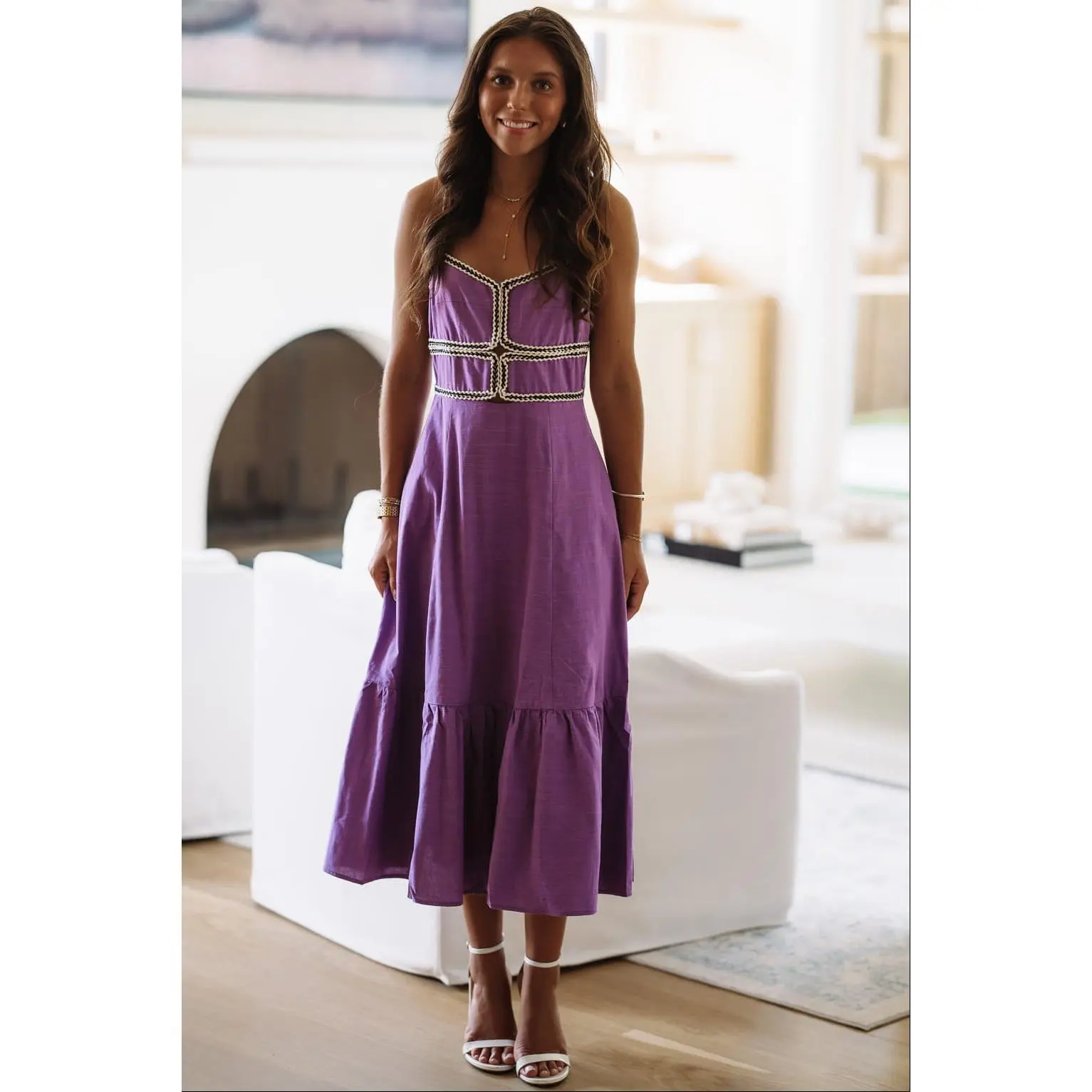 Grandstand Grace Midi Dress - Purple
