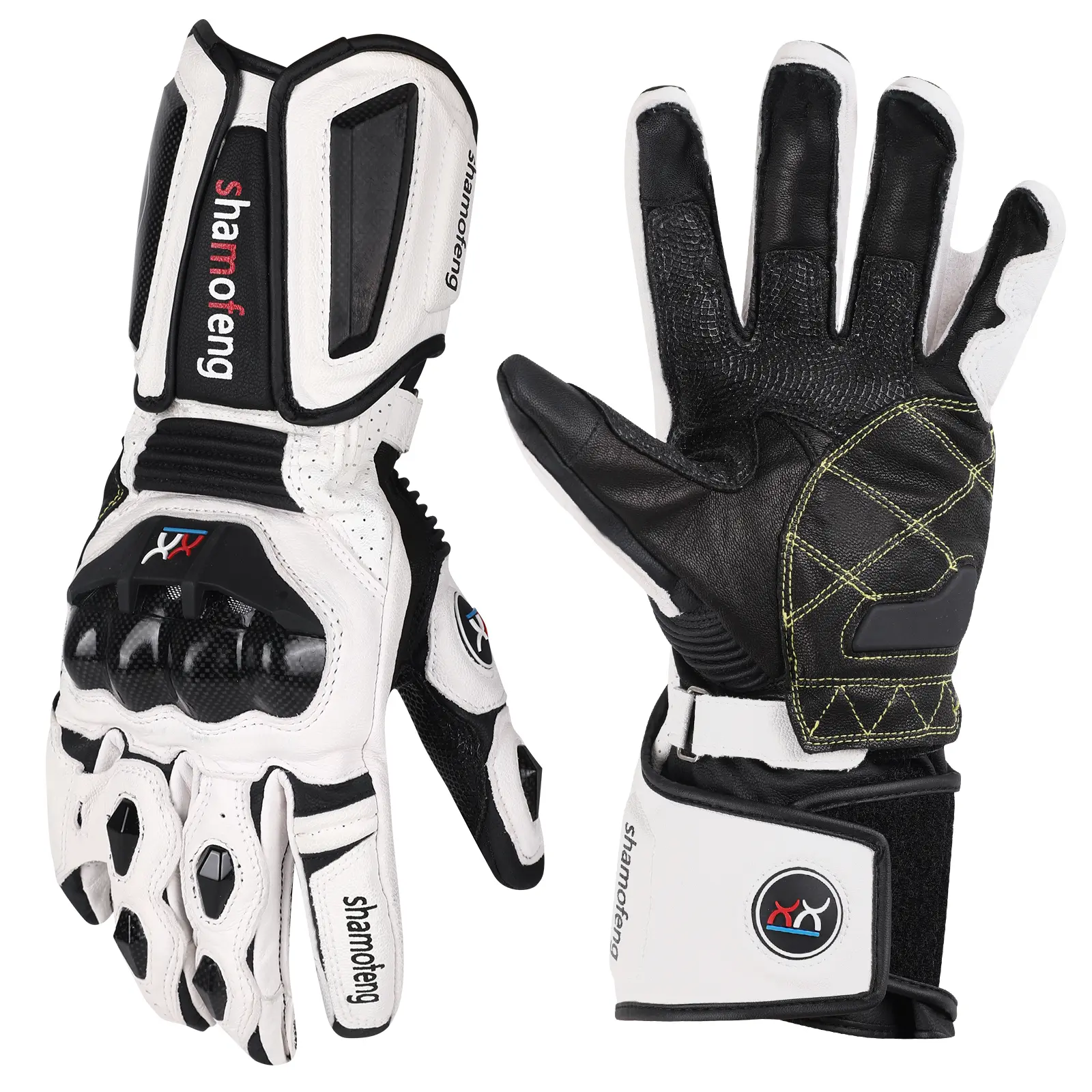 Shamofeng Leather Motorcycle Gloves for Men and Women,Powersports Carbon Fiber Knuckle Protection Motorbike Gloves