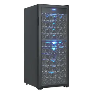 80 Bottle Double Zone Wine Refrigerator with Digital Touch Screen & LED Display, Free-Standing Cooler, Fast Cooling, Low Noise, Red/White Wine, Champagne and Beer, for Home Bar, Wine Cellar, Kitchen